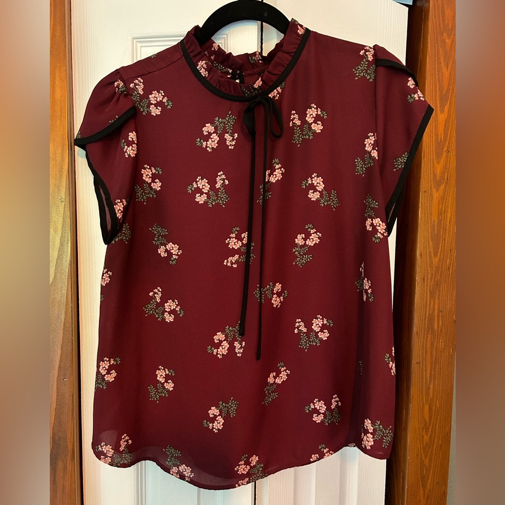 Maroon cap sleeve blouse
